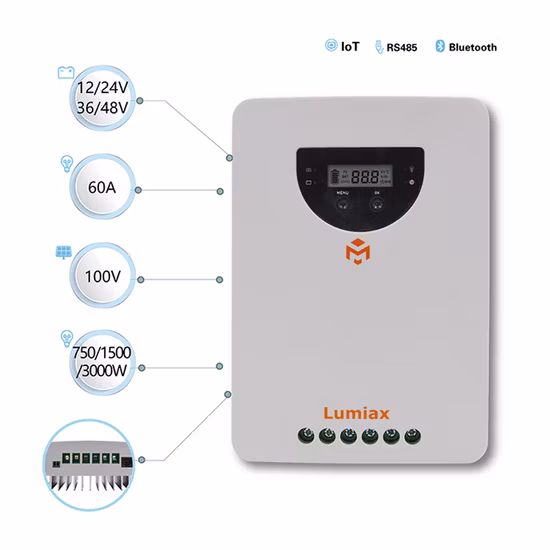 60A Techfine 60A MPPT Controlador Híbrido Solar MPPT Controlador de Carga 40A 60A para Painel Solar 100W Controlador de Carga Solar